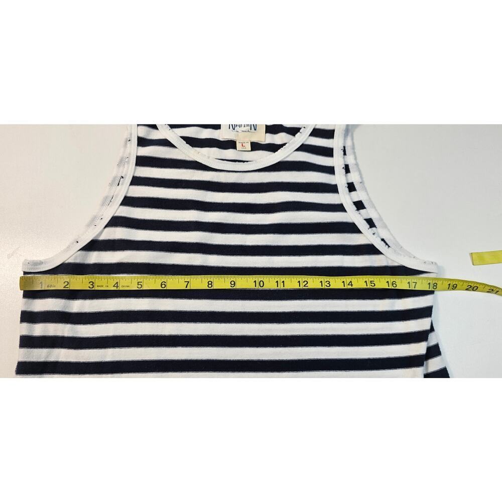 USA made Jen menchaca nation dk navy white striped sundress comfort slub Large - Picture 6 of 7
